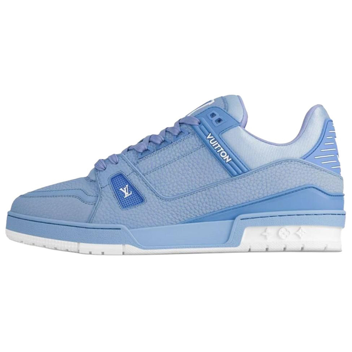 Louis Vuitton Trainer Grained Calf Leather Low-Top Sneakers – Sky Blue