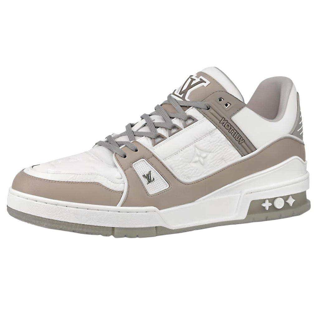 Louis Vuitton Trainer Classic Print Low-Top Sneakers – Grey & White