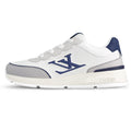 Louis Vuitton LV Runner White Perforated Leather & Grey Suede Oversized Deep Navy Blue LV Logo Athletic Low-Top Sneakers – White, Grey & Navy