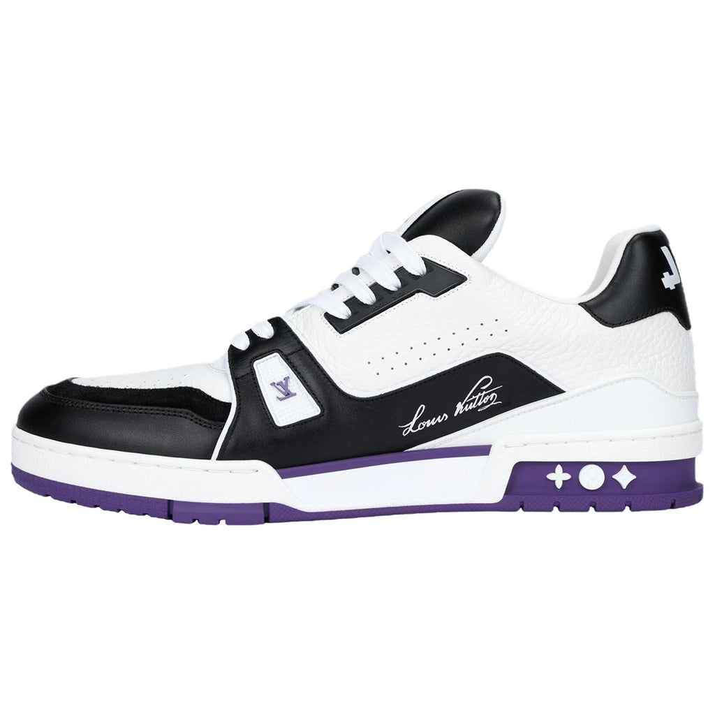 Louis Vuitton Trainer Leather Low-Top Sneakers – White, Black & Violet Purple