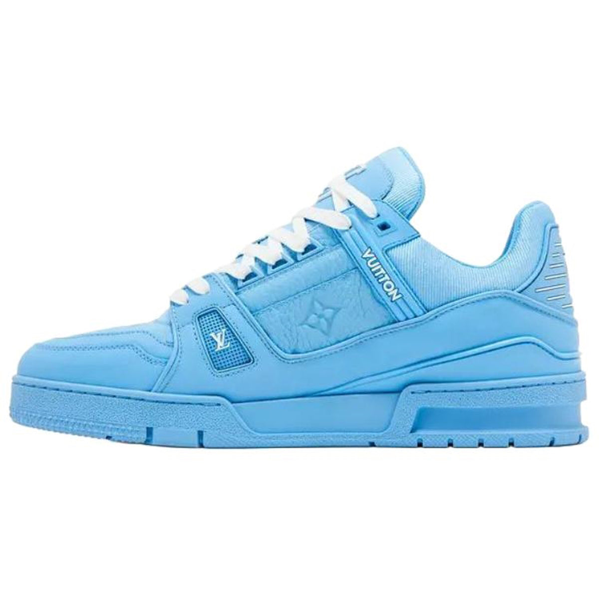 Louis Vuitton Trainer LV Monogram Tonal All-Over Leather Low-Top Sneakers – Sky Blue