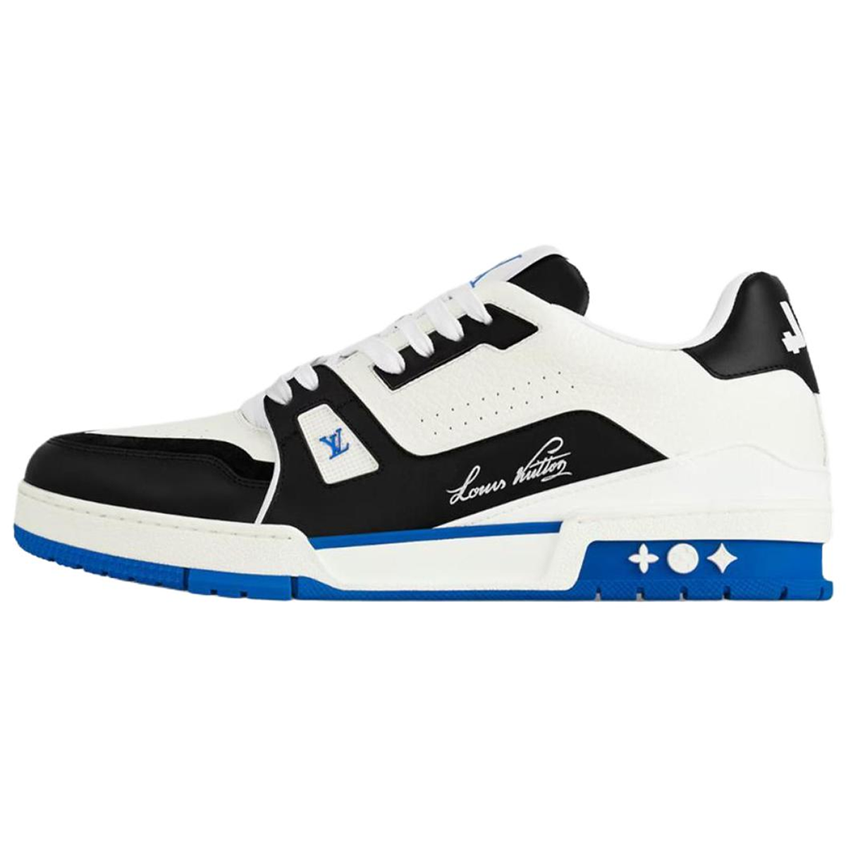 Louis Vuitton Trainer Calf Leather Low-Top Sneakers – White, Black & Royal Blue