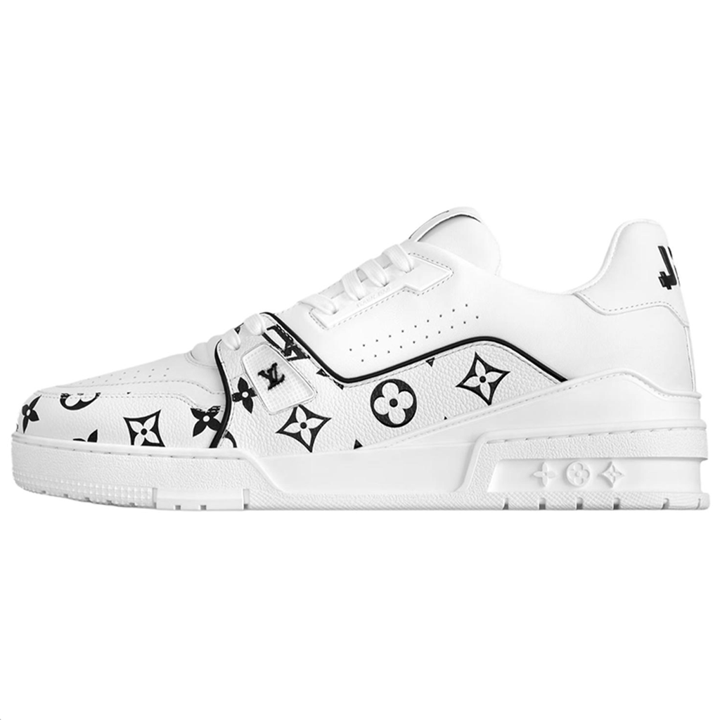 Louis Vuitton Trainer LV Monogram Print Calf Leather Low-Top Sneakers – White & Black