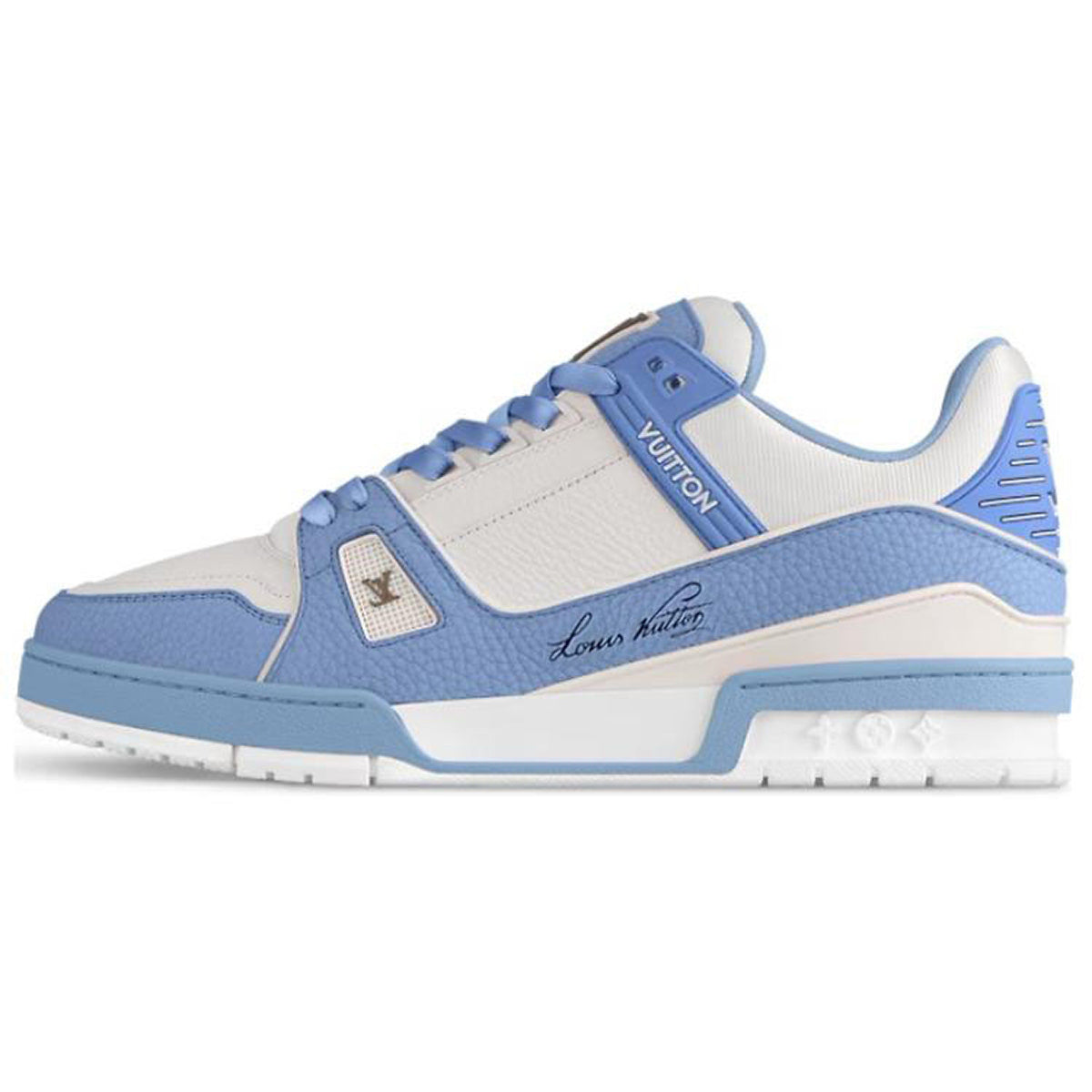 Louis Vuitton Trainer Calf Leather Low-Top Sneakers – White & Powder Blue