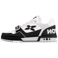 Louis Vuitton Trainer Velcro Strap Oversized LV Flower Perforated & Embossed Leather Low-Top Sneakers – Black & White