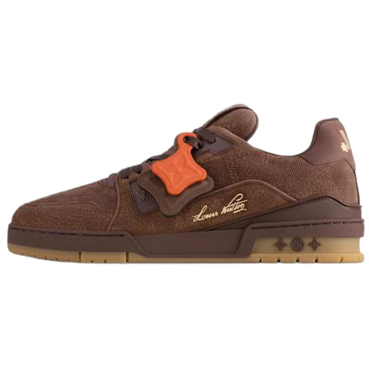 Louis Vuitton × Nigo LV² Trainer Damier Canvas & Suede Low-Top Sneakers – Brown & Orange