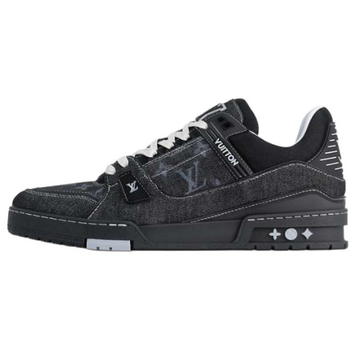 Louis Vuitton Trainer Monogram Denim Canvas Low-Top Sneakers – Triple Black