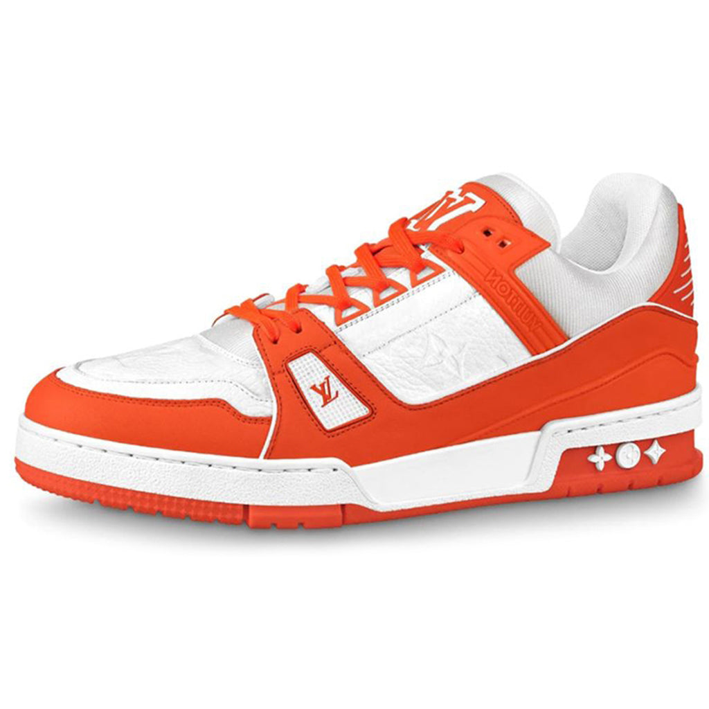 Louis Vuitton Trainer Grained Calf Leather Low-Top Sneakers – Orange