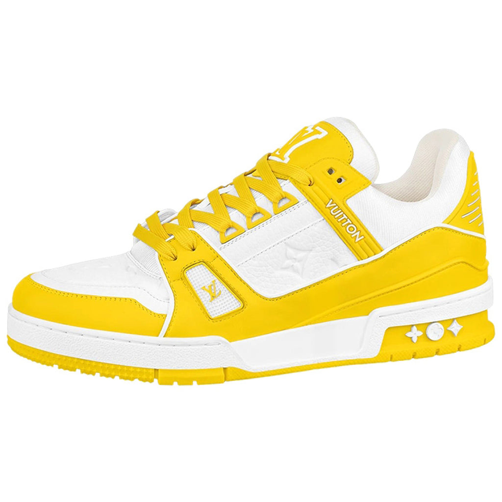 Louis Vuitton Trainer Calf Leather Low-Top Sneakers – White & Lemon Yellow