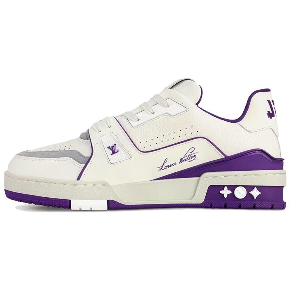 Louis Vuitton Trainer Signature Print Low-Top Sneakers – Purple & White