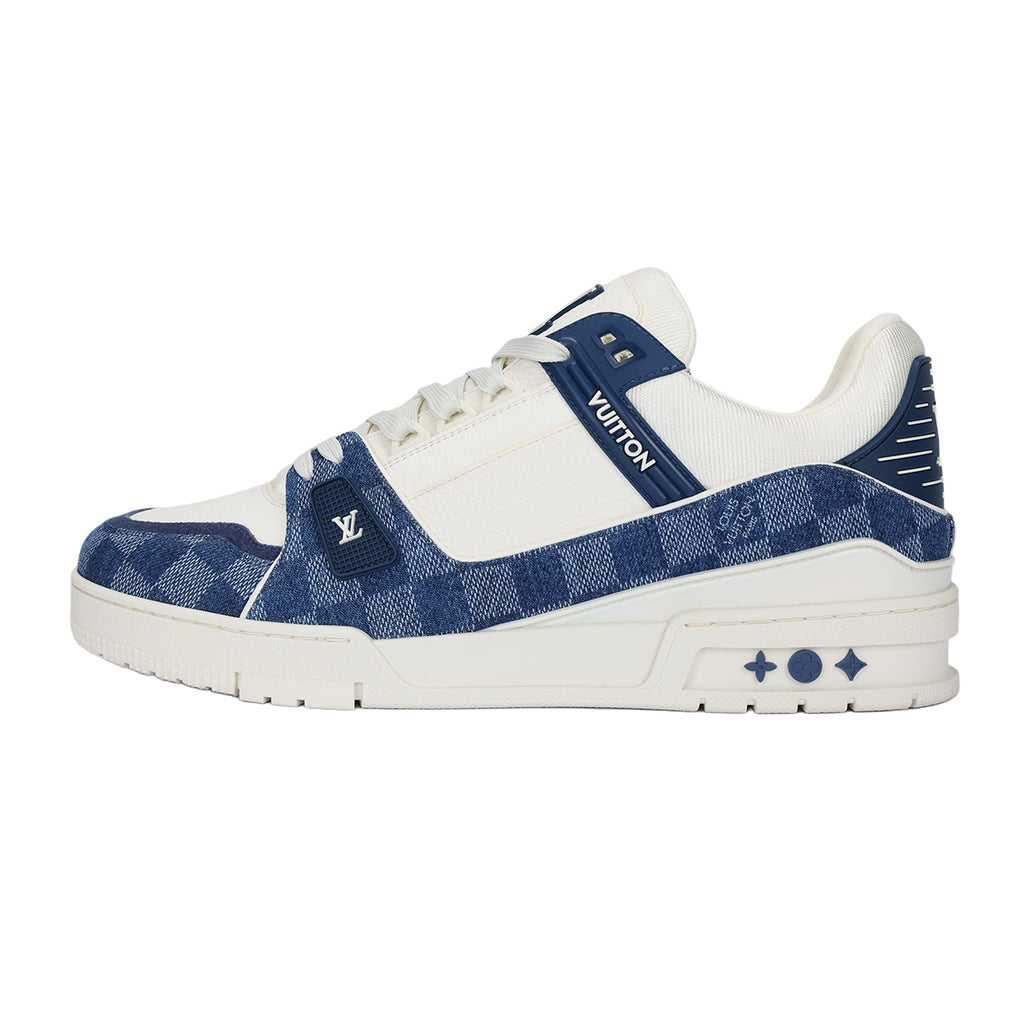 Louis Vuitton Trainer Lace-Up Low-Top Sneakers – White & Blue