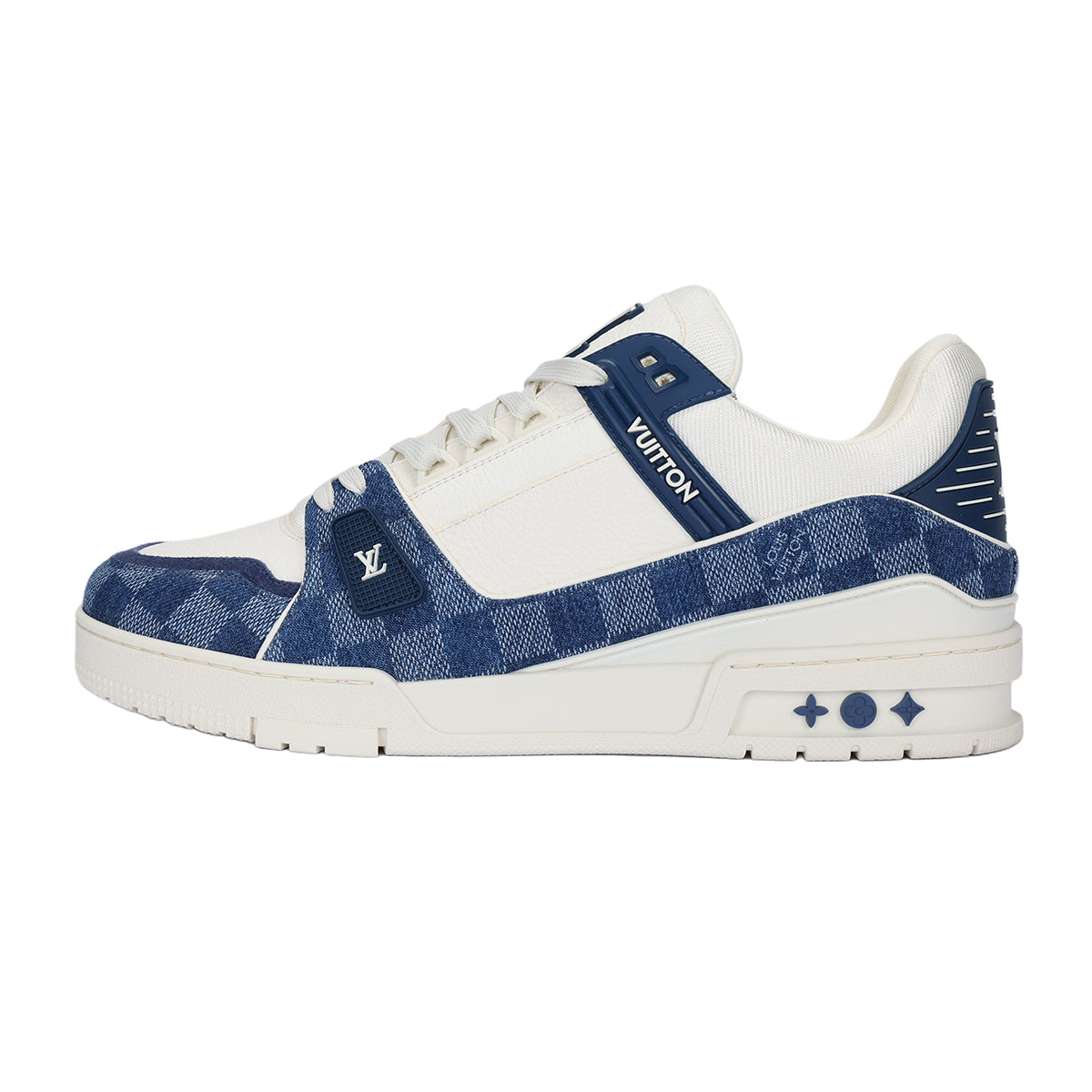 Louis Vuitton Trainer Lace-Up Low-Top Sneakers – White & Blue