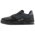 Louis Vuitton Trainer Triple Black Leather & Mesh Mixed-Material Low-Top Sneakers – All Black