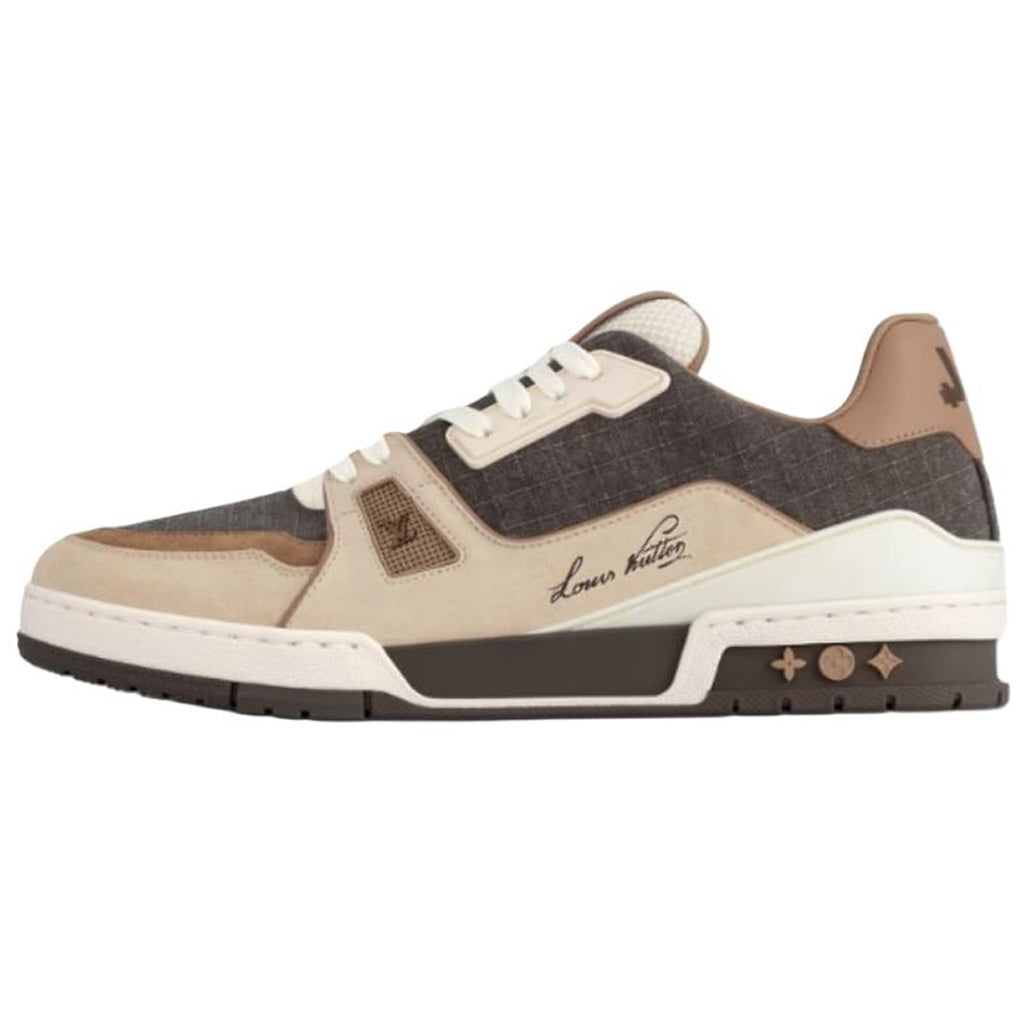 Louis Vuitton Trainer Platform LV Monogram Canvas & Multi-Tone Brown Leather Thick-Sole Low-Top Sneakers – Brown & Cream