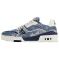 Louis Vuitton Trainer LV Monogram Jacquard Denim & Navy Blue Leather Platform Low-Top Sneakers – Denim Blue, Navy & White