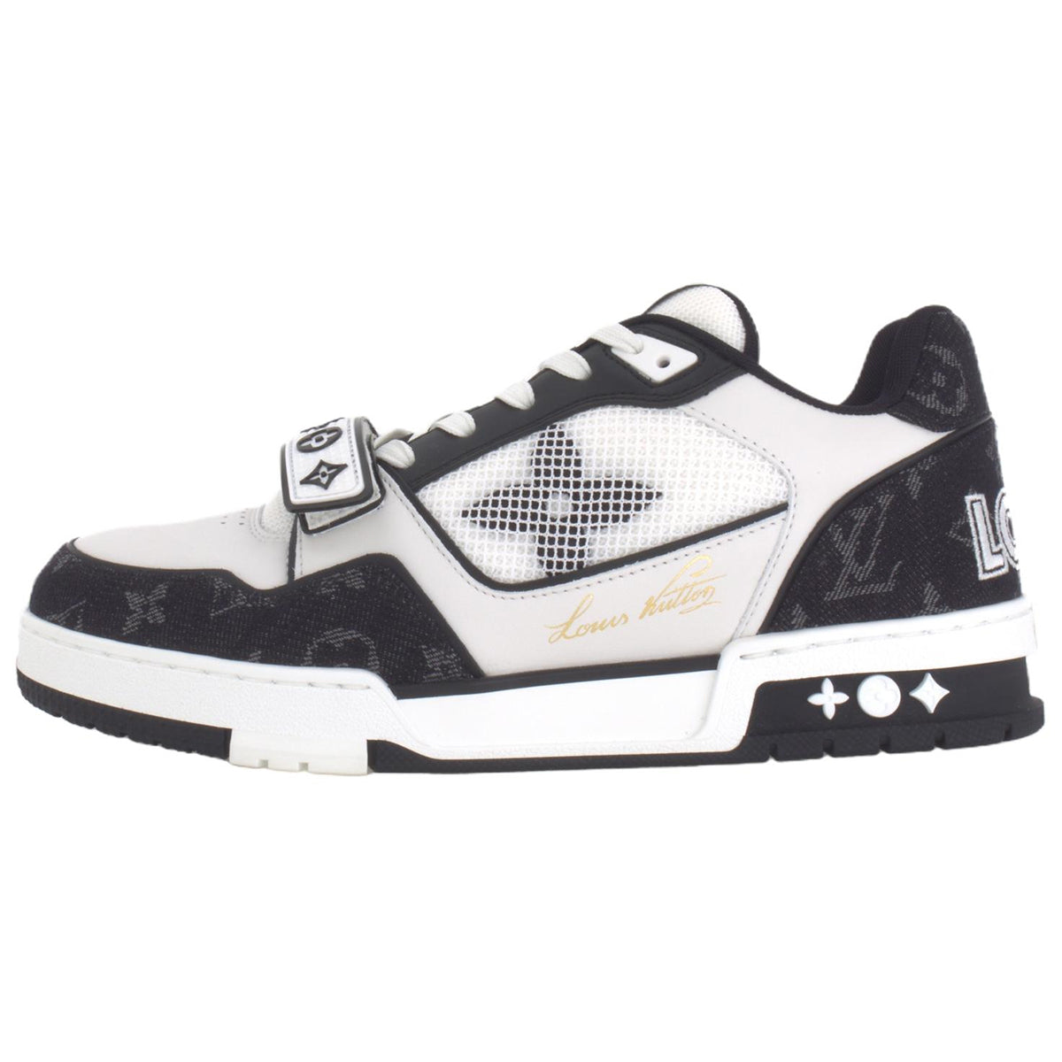 Louis Vuitton Trainer LV Monogram Mesh Panel Leather Low-Top Sneakers – Black & White