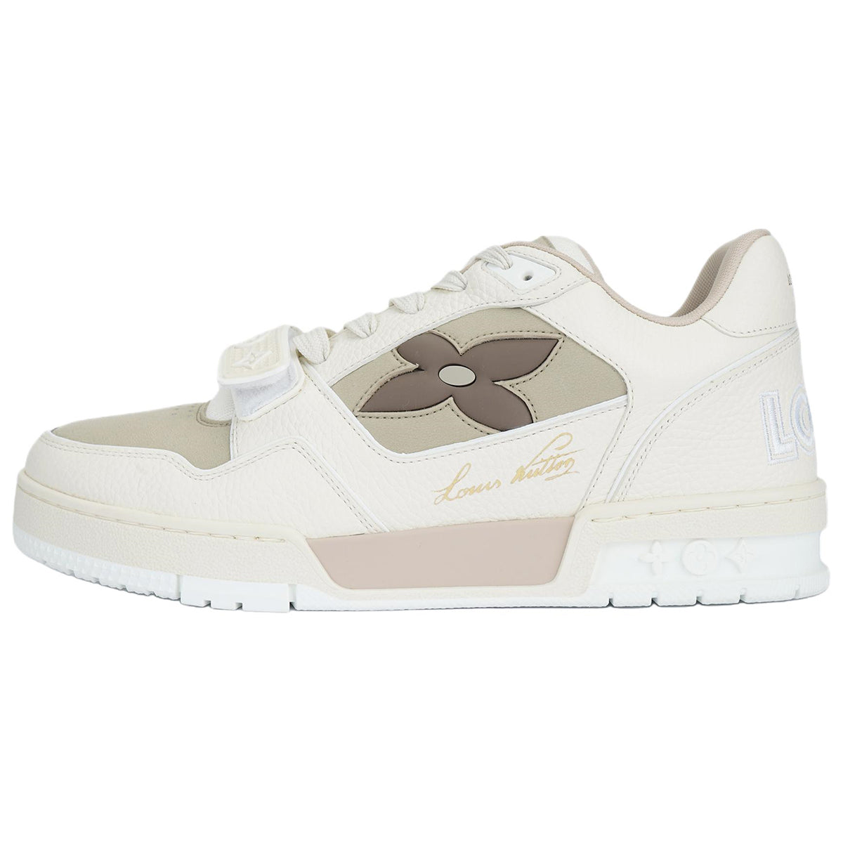 Louis Vuitton Trainer LV Monogram Flower Oversized Leather Low-Top Sneakers – Ivory & Beige