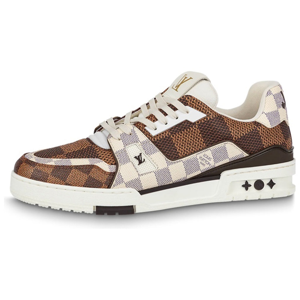 Louis Vuitton Trainer Damier Ebene & Azur Low-Top Sneakers – Brown & Cream