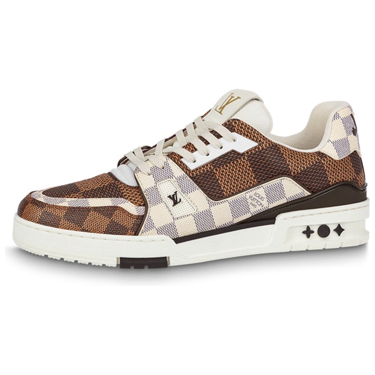 Louis Vuitton Trainer Damier Ebene & Azur Low-Top Sneakers – Brown & Cream