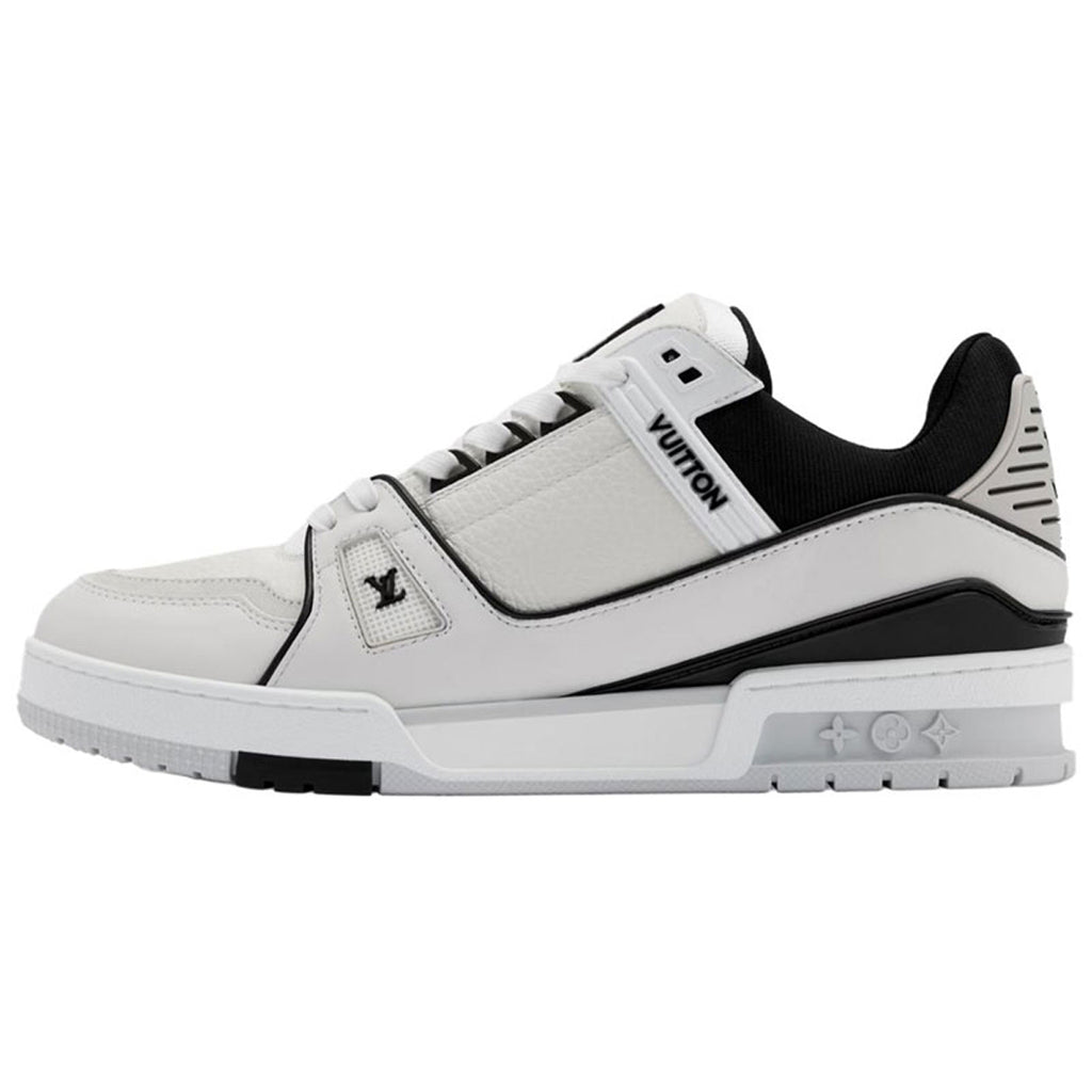 Louis Vuitton Trainer Grained Leather & Black Fabric Mixed-Material Low-Top Sneakers – White & Black