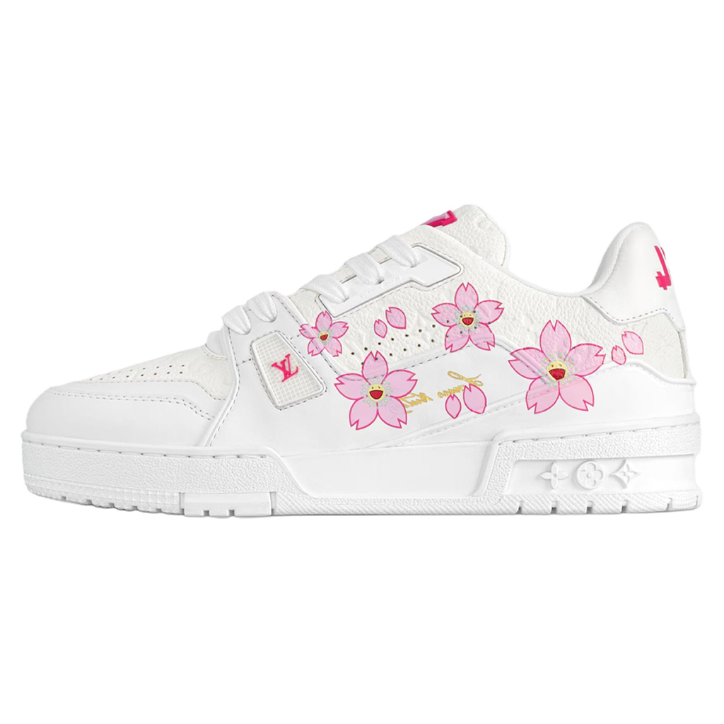 Louis Vuitton × Takashi Murakami Trainer Cherry Blossom Print Low-Top Sneakers – White & Pink