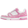 Louis Vuitton Trainer Monogram Denim Canvas & Smooth Leather Low-Top Sneakers – Pink & White