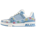 Louis Vuitton Trainer Multicolor Monogram Flower Embroidered Denim Low-Top Sneakers – Light Blue
