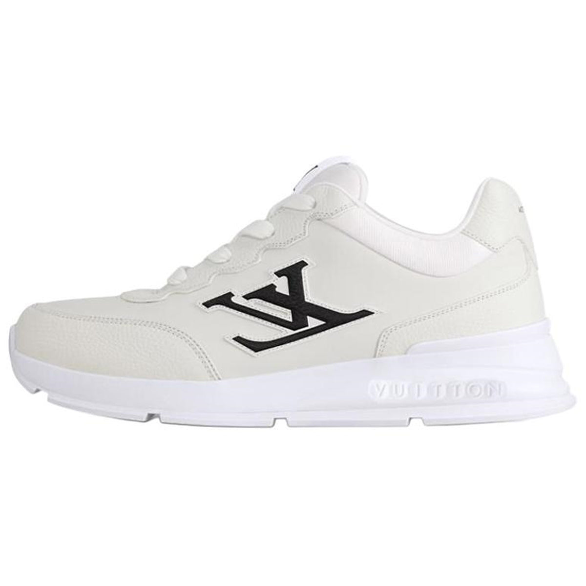 Louis Vuitton LV Runner FW25 All-White Smooth Leather & Cream Suede Oversized Jet Black LV Logo Athletic Low-Top Sneakers – White & Black