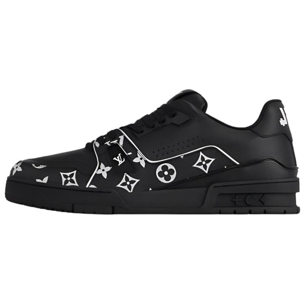 Louis Vuitton Trainer LV Monogram Print Calf Leather Low-Top Sneakers – Black & White