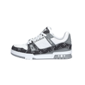 Louis Vuitton Trainer Monogram Denim Canvas & Calf Leather Low-Top Sneakers – Grey & White