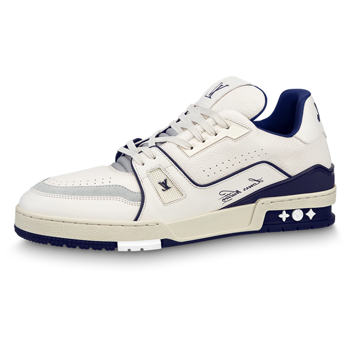 Louis Vuitton Trainer Low-Top Sneakers – White & Navy Blue