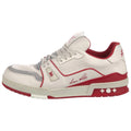 Louis Vuitton Trainer Lace-Up Low-Top Sneakers – White & Red