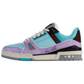 Louis Vuitton Trainer Script Signature Multicolor Patchwork Low-Top Sneakers – Aqua Blue & Lavender Purple