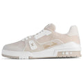 Louis Vuitton Trainer Suede Low-Top Sneakers – Beige & White
