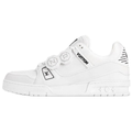 Louis Vuitton × NIGO Trainer FW25 White Leather Double Circle Badge Closure & Hidden Zipper Low-Top Sneakers – White & Black