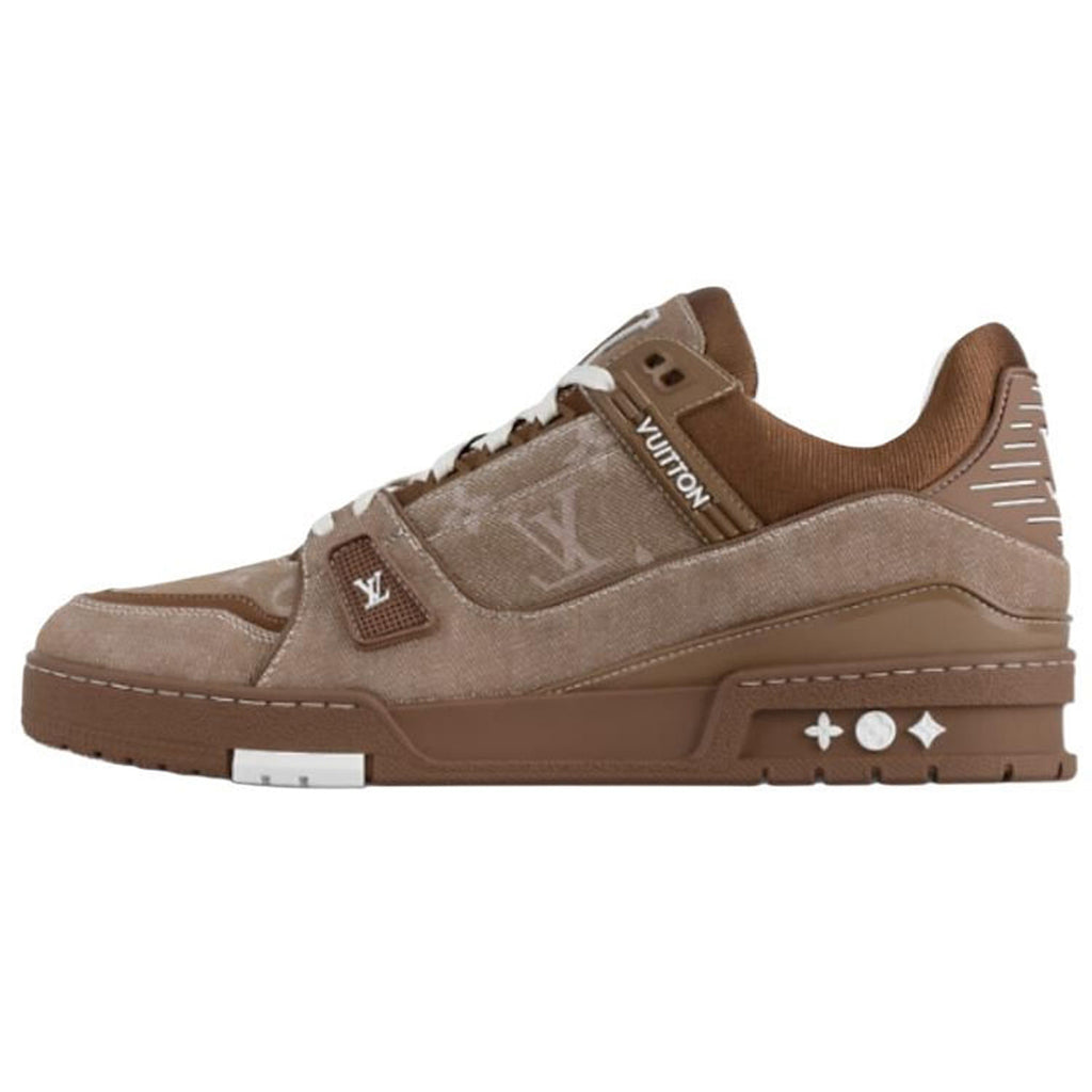 Louis Vuitton Trainer Monogram Embossed Suede & Calf Leather Low-Top Sneakers – Triple Brown