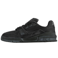 Louis Vuitton Trainer Vintage-Effect Calf Leather Tonal Low-Top Sneakers – Triple Black
