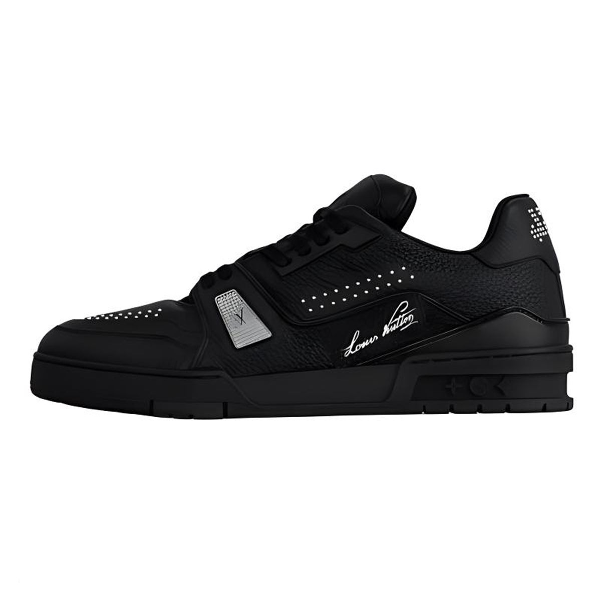 Louis Vuitton Trainer 2025 Pre-Spring Crystal Embellished Calf Leather Low-Top Sneakers – Black