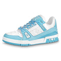Louis Vuitton Trainer Embossed Calf Leather Lace-Up Low-Top Sneakers – Sky Blue