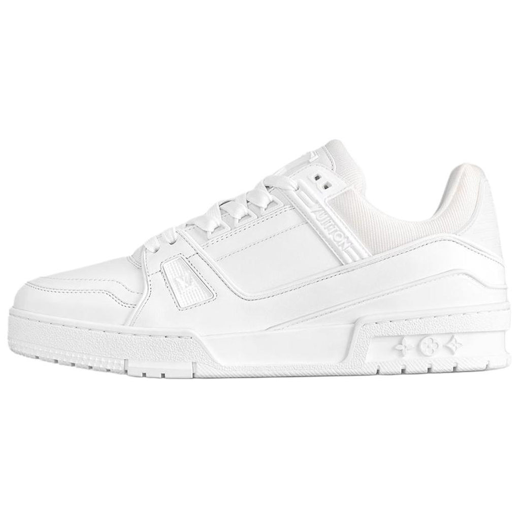 Louis Vuitton Trainer Leather Embossed Monogram Low-Top Sneakers – White