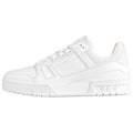 Louis Vuitton Trainer Leather Embossed Monogram Low-Top Sneakers – White