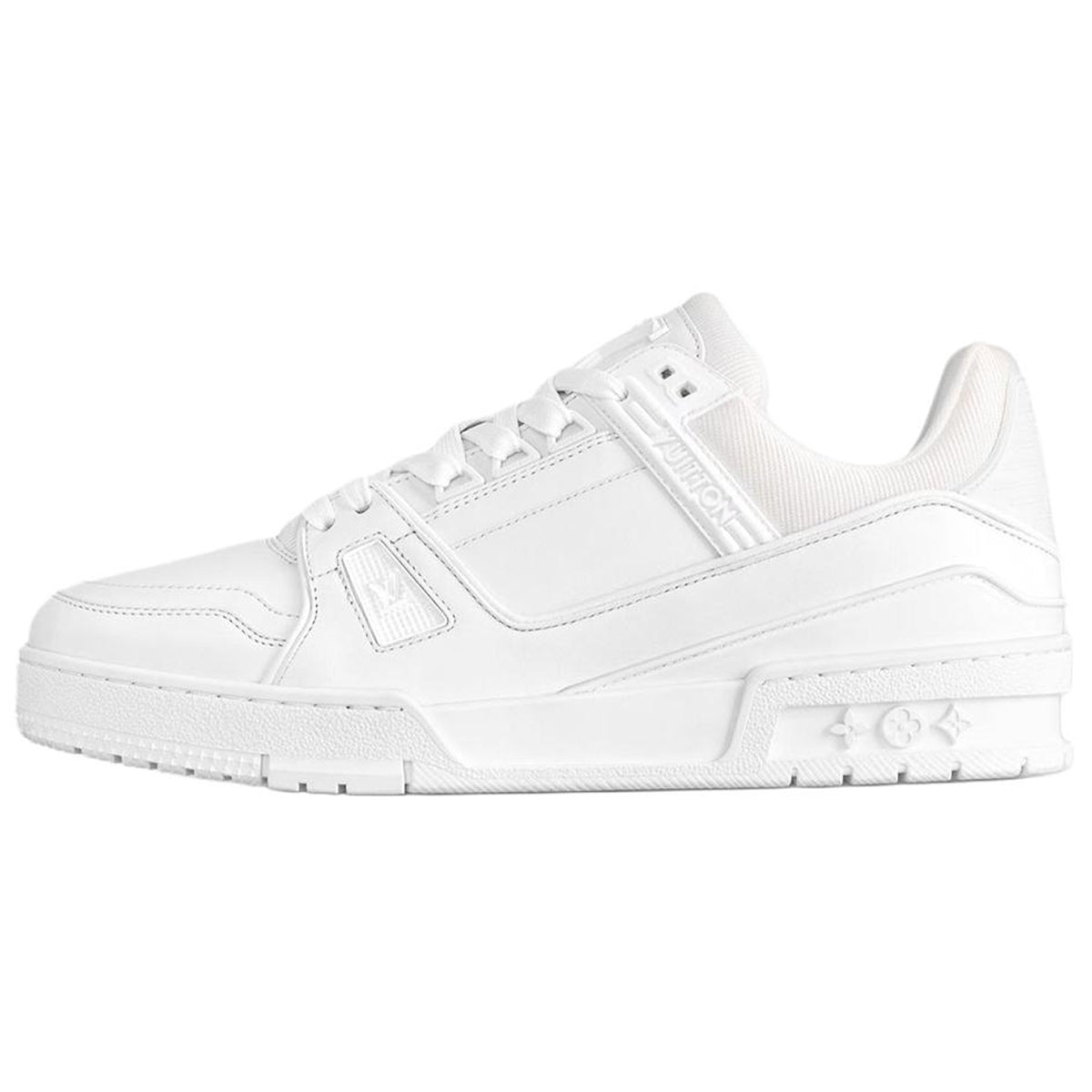 Louis Vuitton Trainer Leather Embossed Monogram Low-Top Sneakers – White