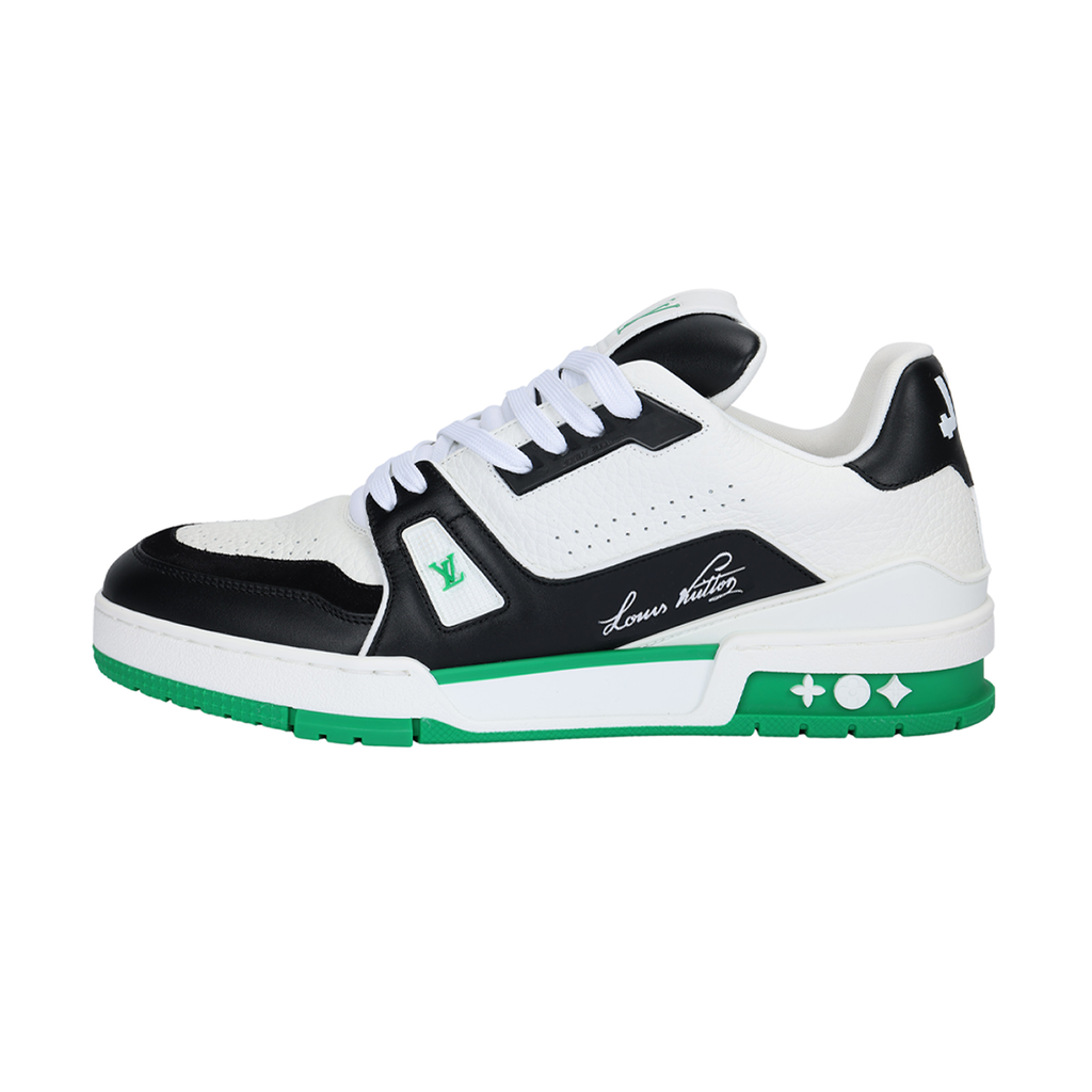 Louis Vuitton Trainer Leather Low-Top Sneakers – White, Black & Emerald Green