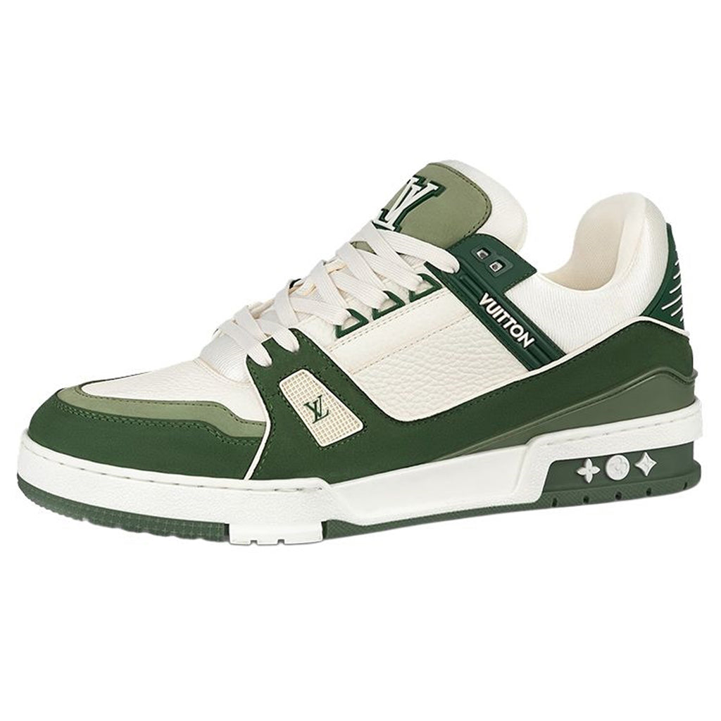 Louis Vuitton Trainer Lace-Up Low-Top Sneakers – Green & White