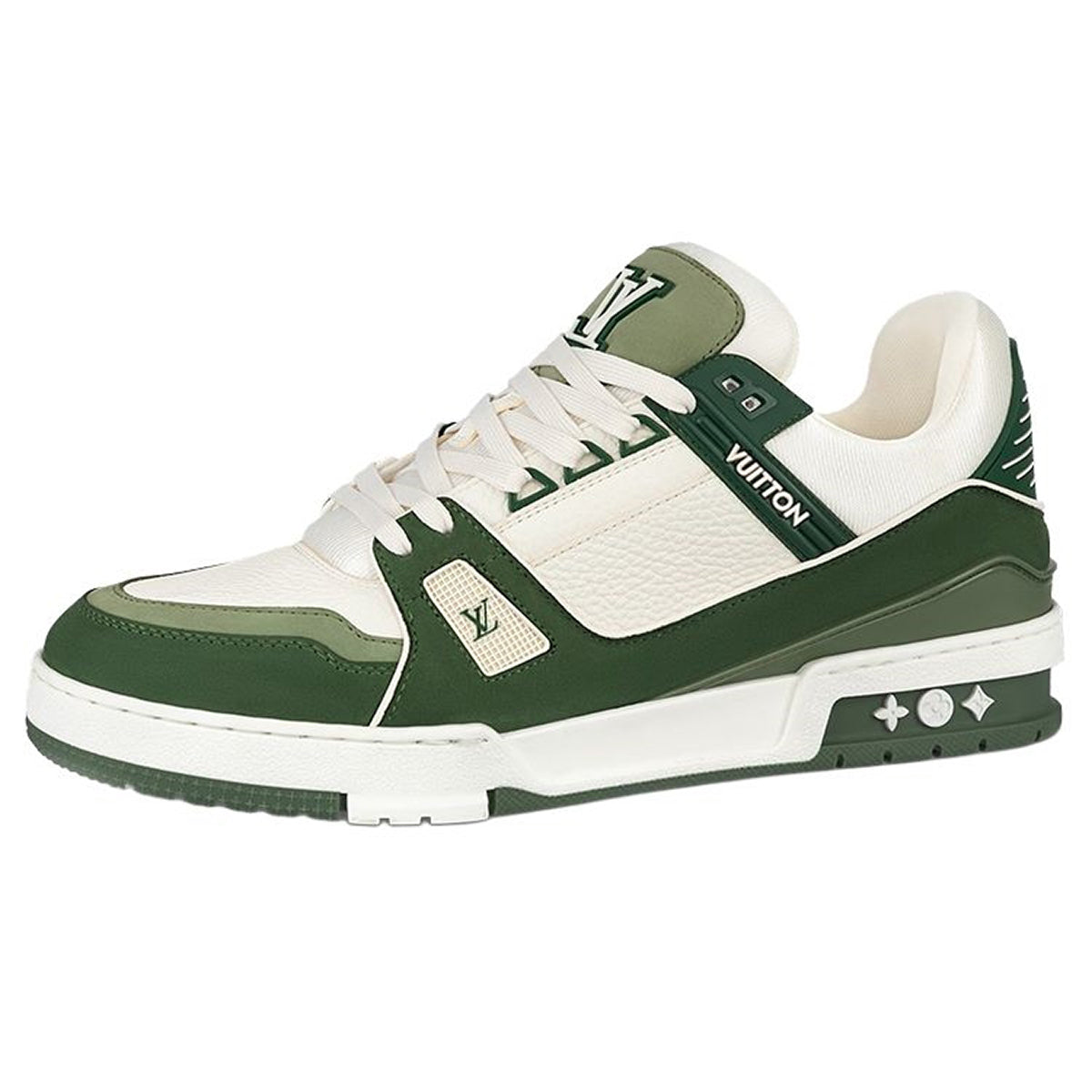 Louis Vuitton Trainer Lace-Up Low-Top Sneakers – Green & White