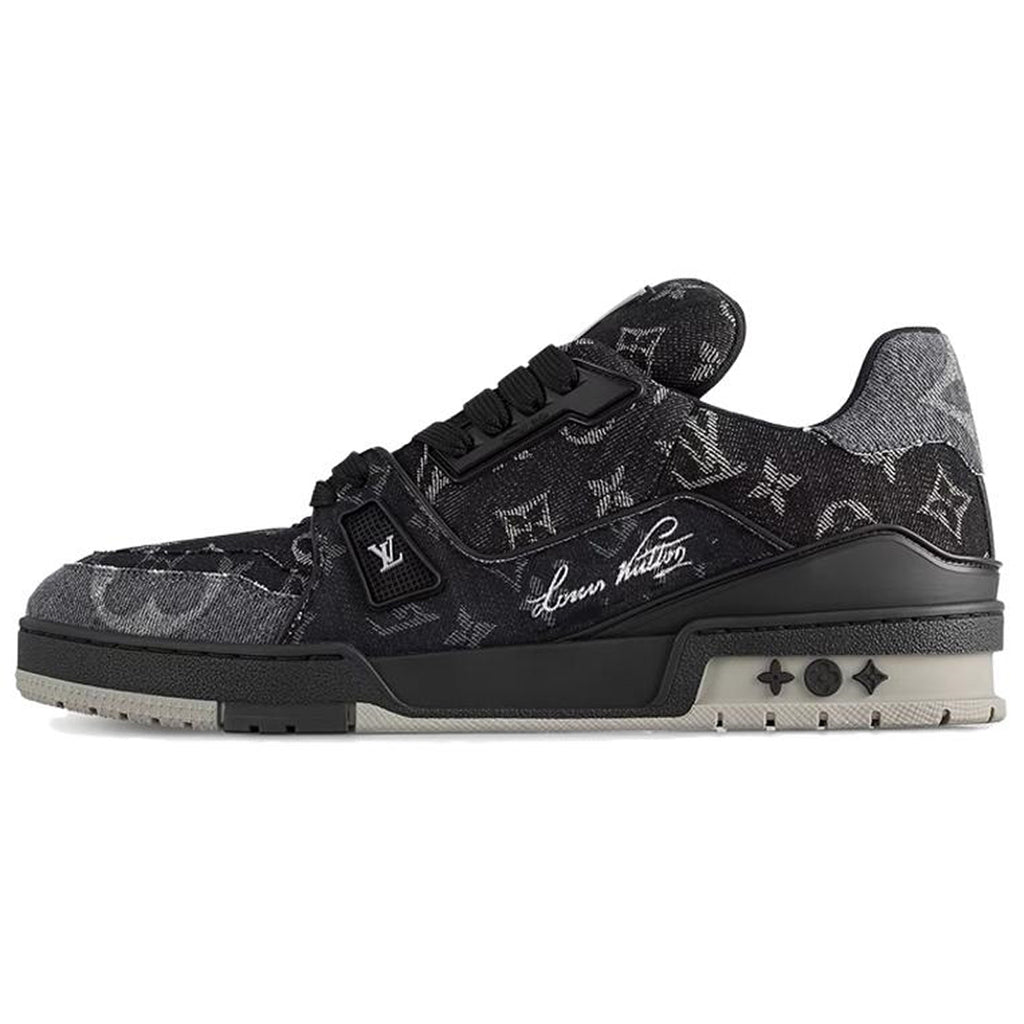 Louis Vuitton Trainer Denim Lace-Up Low-Top Sneakers – Black