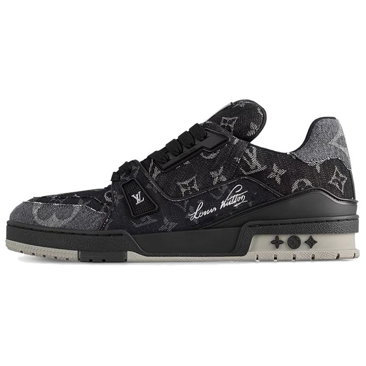 Louis Vuitton Trainer Denim Lace-Up Low-Top Sneakers – Black