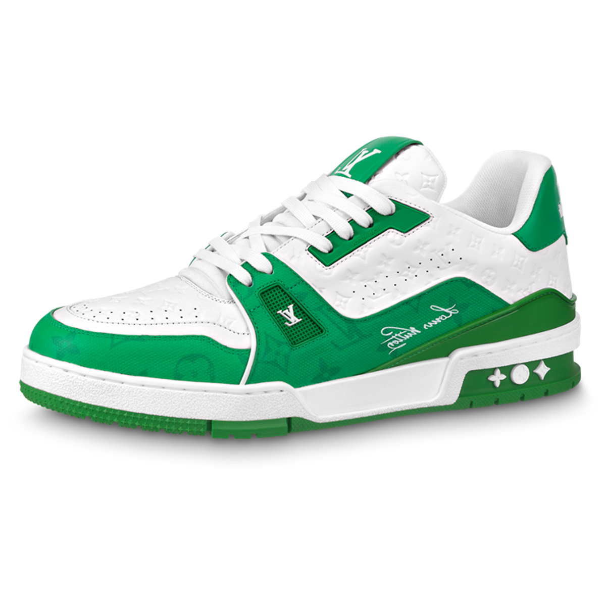 Louis Vuitton Trainer Leather Low-Top Sneakers – Vivid Green & White