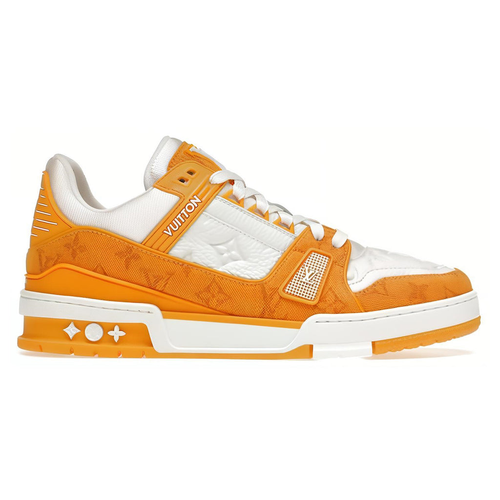 Louis Vuitton Trainer Calf Leather & Denim Lace-Up Low-Top Sneakers – Orange & Yellow