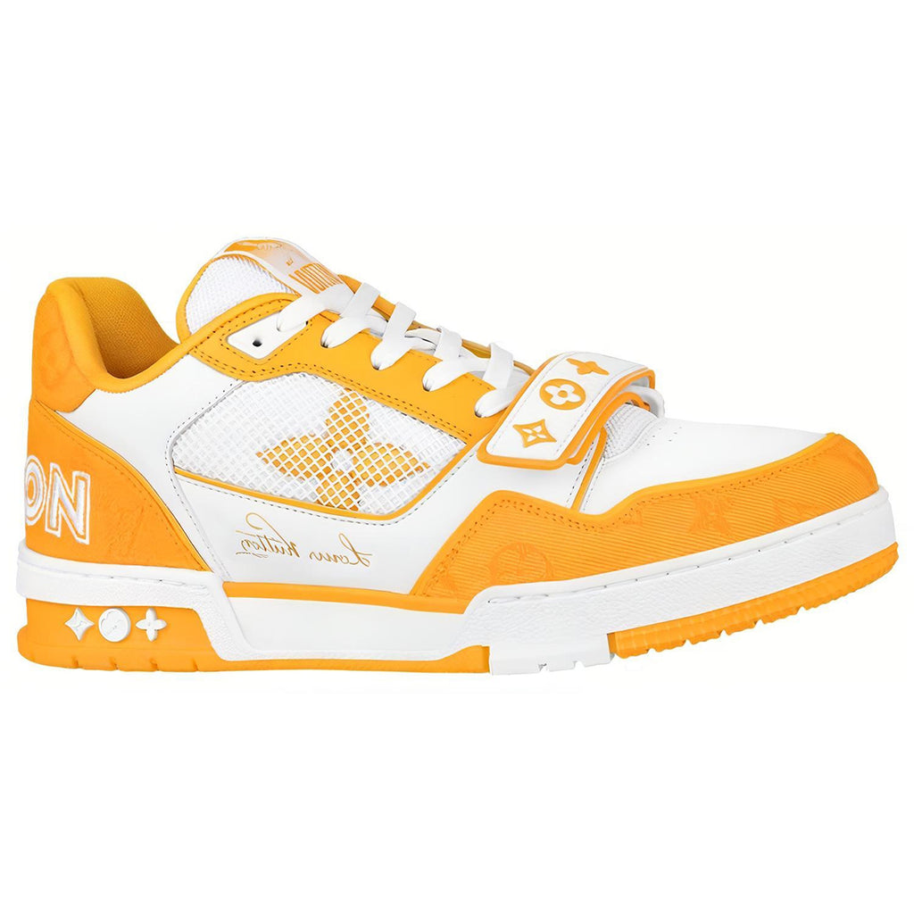 Louis Vuitton × NBA Trainer Calf Leather & Suede Mesh Low-Top Sneakers – White & Yellow